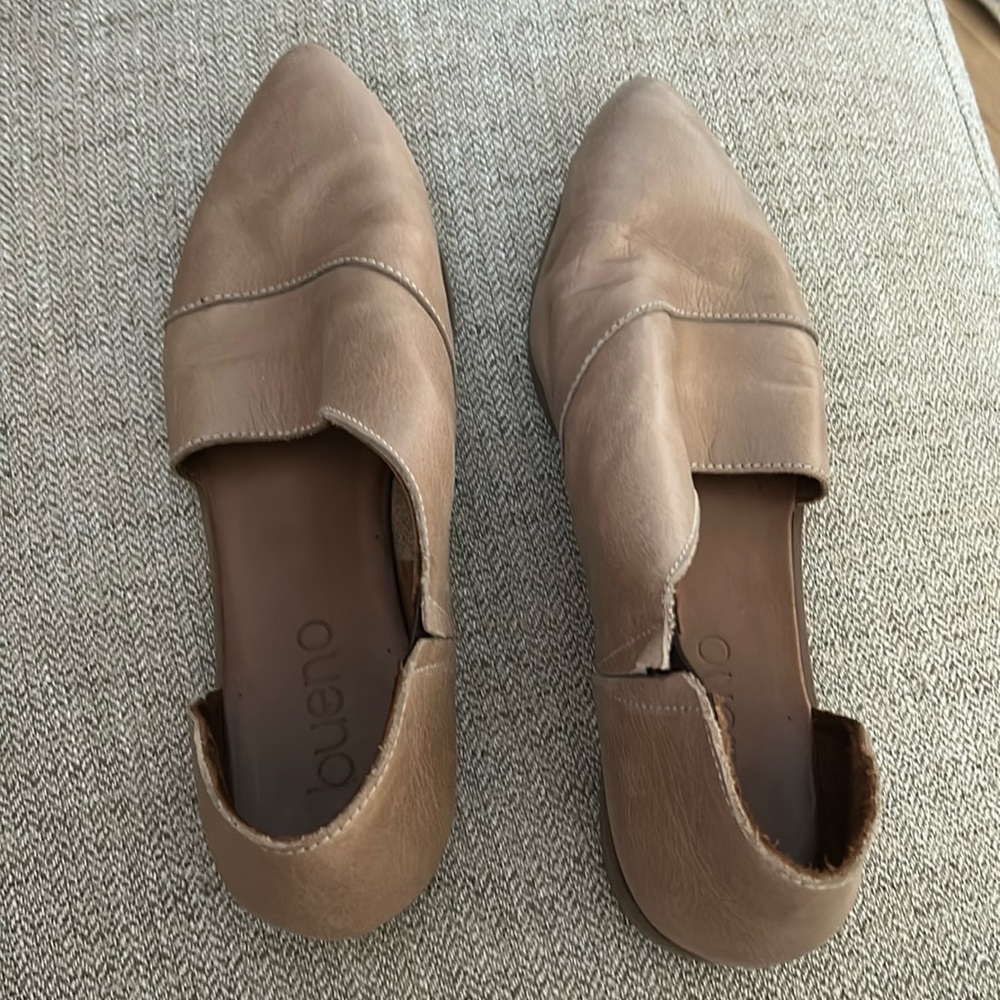 Bueno Brown Leather Pointed Toe Dress Flat Shoes Sz 10